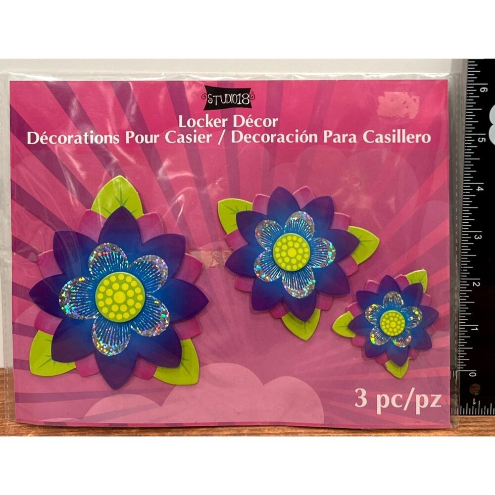 Studio 18 Locker Decor Flower stick ons Blue Purple Green IG58152